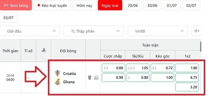 Tỷ lệ kèo Croatia vs Ghana đáng đầu tư