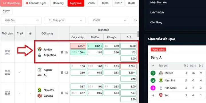 Dự đoán tỷ lệ kèo Jordan vs Argentina tiềm năng