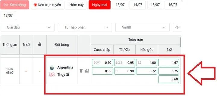 Phân tích chuyên sâu về tỷ lệ kèo Argentina vs Thụy Sĩ