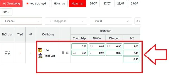 Phân tích tỷ lệ kèo Lào vs Thái Lan