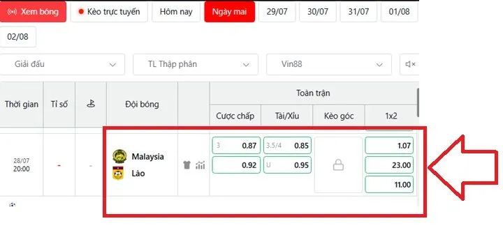 Phân tích tỷ lệ kèo Malaysia vs Lào