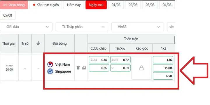 Nhận định tỷ lệ kèo Việt Nam vs Singapore