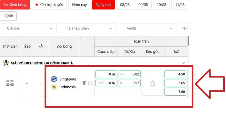 Dự đoán kèo nhà cái Singapore vs Indonesia