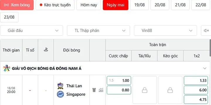 Nhận định kèo nhà cái Thái Lan vs Singapore