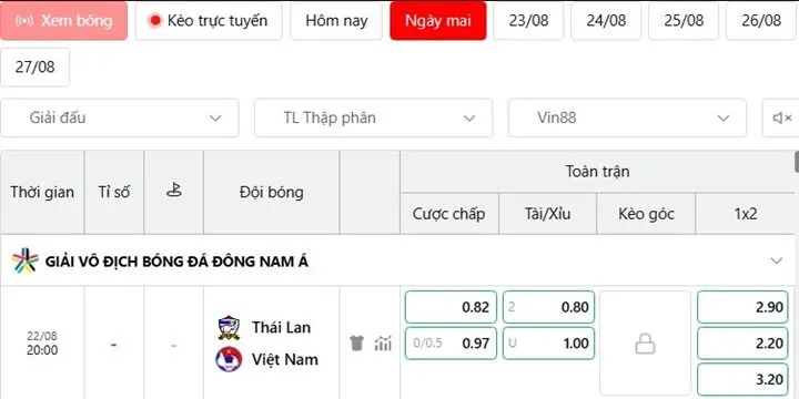 Nhận định kèo nhà cái Thái Lan vs Việt Nam