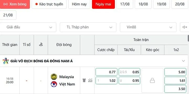 Nhận định tỷ lệ kèo Malaysia vs Việt Nam