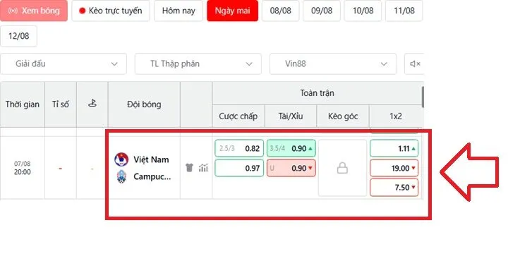 Nhận định tỷ lệ kèo Việt Nam vs Campuchia